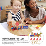 Kids Traffic Signs Playset: 30Pcs Street Traffic Cone Barricade Signs Crosswalk Signal Educational Mini Toys For Boys Girls, Ages 3+