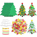 24 Pack DIY Foam Christmas Tree Craft Kits for Kids, Xmas Party Activity