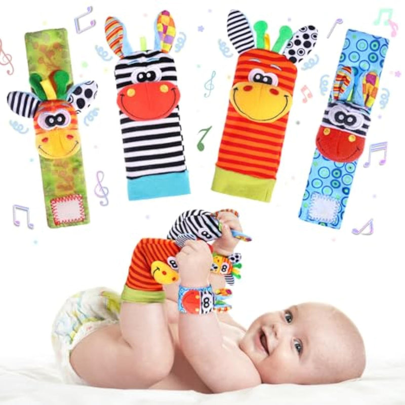 Wrist Rattle Foot Finder Socks Set For Baby Arm Hand Bracelet Rattle Feet L