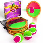 Kids Outdoor Toys - Toss And Catch Game Set, Outside Yard Camping Beach Pool Toys Games For Boys Girls 3 4 5 6 7 8 9 10 Year Old, 4 Paddles 4 Balls (Orange+Orange)