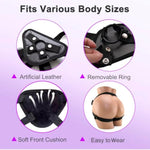 Adjustable Strap On Harness, Wearable Strapon Pegging Dildo Harness For Couples, Adult Sex Toy With 5 Different Sized O-Rings, Suitable For Almost Any Dildo, Fits Waist Up To 52 Inches
