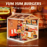 Diy Miniature Plastic House Building Set Toys Playset With Led Suitable For Mini Figures Construction Toys Diorama Kit Gifts For Teens Adults (Yum Yum Burgers)