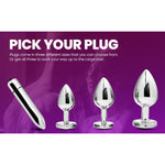 Anal Plug Trainer Set With Three Sizes Of Heart Shaped Purple Jeweled Handles, Stainless Steel Anel Butt Plugs For Men Women And Couples Sex Toys