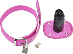 Lockable Dildo Mouth Gag,SM Mouth Restraint with Lock Bondage,Adjustable Bondage Leather Gags Adult Sex Toy for Couple (Pink,Short)