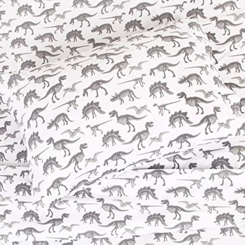 Kids Rule 4-Piece Dinosaur X-Ray Sheet Set | 1 Full Flat Sheet, 1 Full Fitted