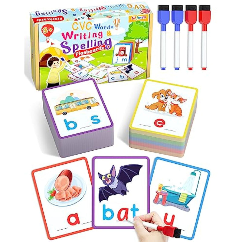 Cvc Word Writing & Spelling Flash Cards, Preschool Learning Toddler Activities, Kindergarten Homeschool Supplies, Sight Words Reading Game, Montessori Educational Toys For 3 4 5 6 Year Old Kids