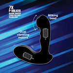 Alpha-Pro 7X P-Milker Silicone Prostate Stimulator With Milking Bead, Black