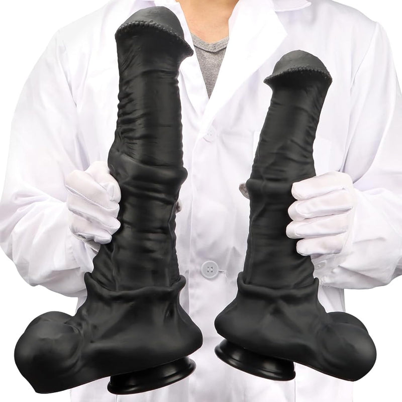 Xxxl Black Giant Realistic Silicone Horse Cock Dildo, Animal Big Fake Penis Anal Dildos Butt Plug G-Spot Vagina Prostatic Stimulation Sm Orgasm Adult Sex Toy For Men Women Couple (Black-Xxl)
