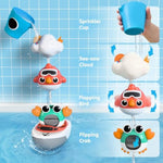 Baby Bath Toy For Toddlers 1-3, Kids Bathtub Water Toy Set 6 8 9 12 Month W/ Shower Cup, Crab, Bird, Cloud & Wind Up Boat, Infant Fun Summer Pool Birthday Gift 2 3 4 Year Old Boys Girls