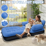 Blow Up Pull Out Couch With Headboard,Inflatable Couch With Flocked Surface,Folding Inflatable Chair For Adults,Portable Air Sofa Bed,Durable Air Couches,Inflatables Couches For Camping-1Pc