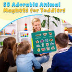 Magnetic Animals,50 Pcs Fridge Magnets For Toddlers,Farm Animals Wild Zoo Sea Ocean Animals Refrigerator Magnets For Kids,Educational Learning Magnetic Toys For Whiteboard Preschool Baby