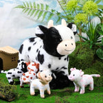 5 Pcs Cow Stuffed Animals Set Mommy Cow And 4 Baby Plushies With Magnets 9.8 Inch Plush Animals Toy Gifts For Kids Birthday Party Favors Farm Decorations Party Christmas