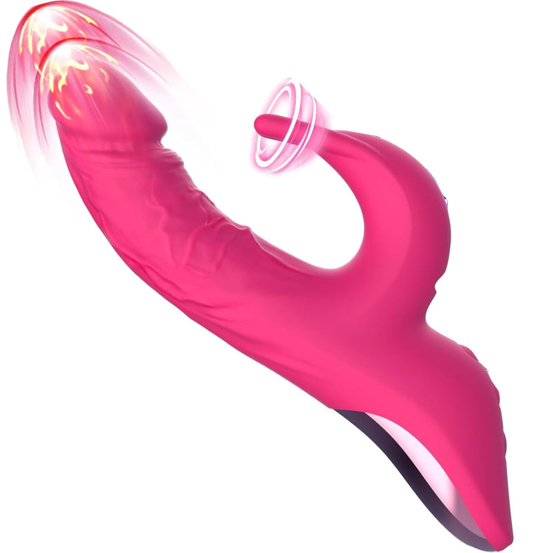 Vibrator Thrusting Dildo Adult Sex Toys For Women - 3In1 Womens Sex Toys With 5 Thrust Dildos & Flapping & Vibration, Clitoral Vibrators Rose Sex Toy Sexual Pleasure Tools