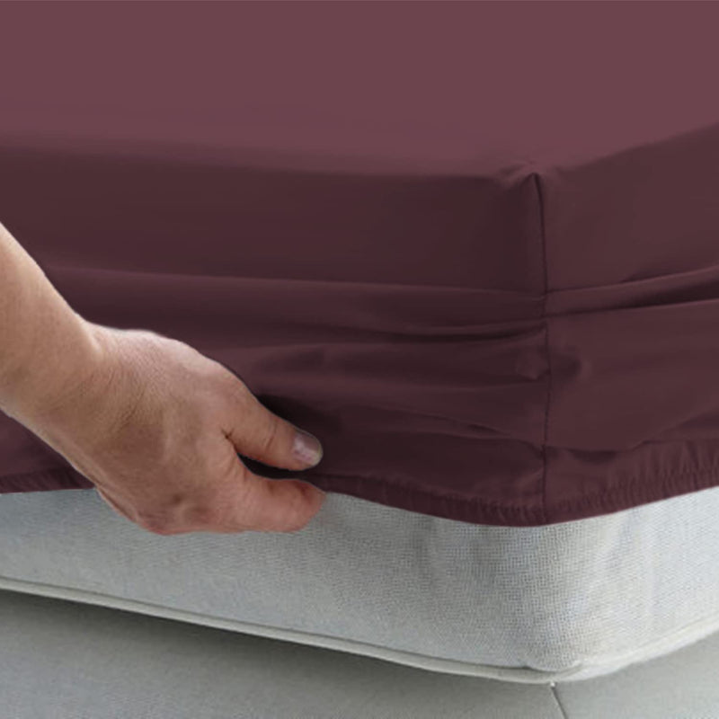 800 Thread Count Cotton Fitted-Sheet-Queen Dark Purple, 1Pc Long Staple Cotton