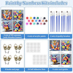 4 Pack Paint by Numbers for Kids Ages 8-12, Cute Animal 8 x 8 Inch Canvas Art
