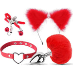 Restraint Set Sex Toy Anal Plug With Bunny Tail Plush Cat Ears Collar Nipple Clamps Sm Butt Plug Anal Toys Cosplay Sex Toy Kit For Women Men Set Of 4 Pcs