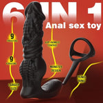 Fast Thrusting Prostate Massager Anal Vibrator For Men, 6-In-1 Vibrating Male Anal Toys With Silicone Cock Ring, Thrusting Anal Dildo Adult Sex Toy With Remote Control And App