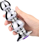 Anal Beads: Stainless Steel Butt Plug with 3 Big Balls and Purple Jewelry, Prostate Massage Anal Dilator for Men &amp; Women