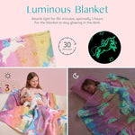 Glow In The Dark Blanket - Unicorns Gifts Toys For Girls Age 2 3 4 5 6 7 8 9 10 11 12 Year Old - Soft Cozy Flannel Kids Throw Blanket, Birthday Bedroom Decor 50"×60"