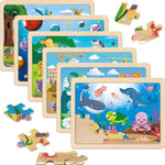 Wooden Puzzles For Kids Ages 4-6, 6 Packs 30 Pcs Jigsaw Puzzles For Kids Ages 3-5 | 4-8, Wooden Puzzles For Toddler Children Learning Educational Puzzles Toys For Boys And Girls