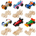 12 Unfinished Wooden Cars for DIY Painting & Woodworking Crafts