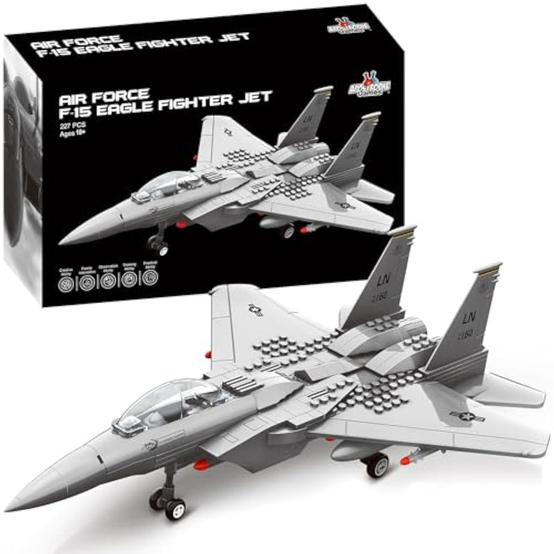 Fighter Jet Building Block Set – 227-Pcs F-15 Eagle Fighter Toys Set – Plane For Kids Older Than 10 And Adults – Compatible With All Building Bricks