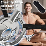 Metal Chastity Device With Anti-Slip Waist Belt, Adjustable Rings & Lock, Stainless Steel Penis Cage For Men, Cock Cage Sex Toy, Comfortable Wear, Waterproof Design