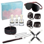 7 Pcs Sex Bondage Restraints Kit, Upgrade Sex Toys Sets With Cilt And Nipple Suckers, Thickened Pu Leather Handcuffs Footcuffs Collar Blindfold, Sex Accessories For Adults Couples Play