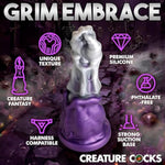 Grim Reaper Silicone Dildo For Men, Women, & Couples. Fantasy Dildo With Strong Suction Cup Base. Harness Compatible, Firm & Flexible. 1 Piece, Purple.