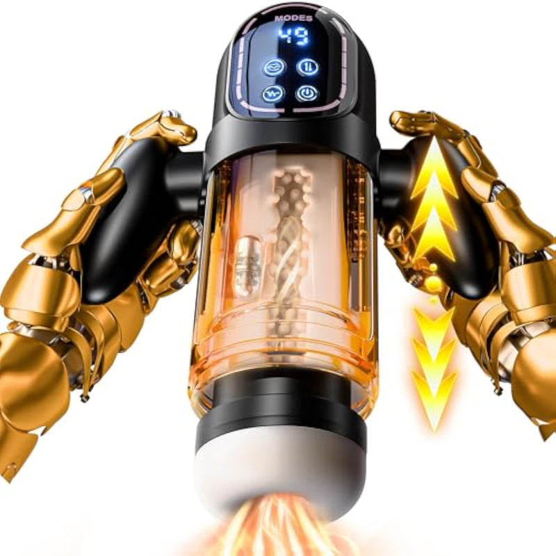 Male Masturbator Penis Pump, Sex Toy For Men With 4 Sucking 6 Vibrating & 9 Thrusting Modes, Sex Toys With 3D Realistic Textured, Male Vibrator Blowjob Sex Machines & Devices Lcd Display With Handle