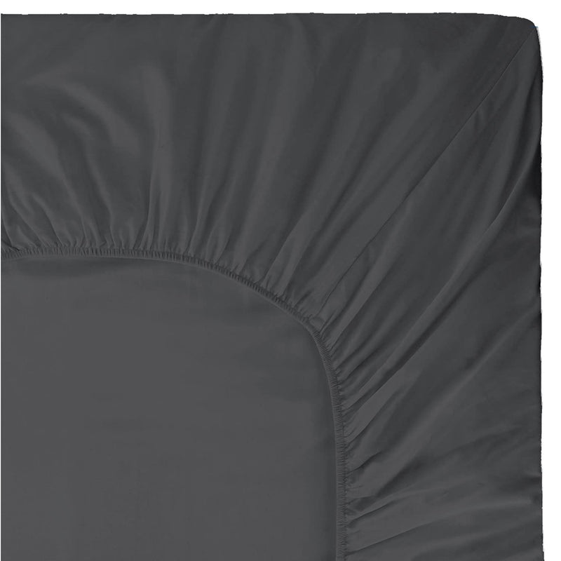 400 Thread Count 100% Natural Cotton 1 Fitted Sheet Only - Solid Dark Grey Kin