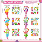 24 Sets Mother's Day Handprint Flower Craft Kits for Kids, DIY Mom Gifts