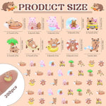 200 Miniature Resin Capybara Figurines, 10 Styles, 200 Pcs