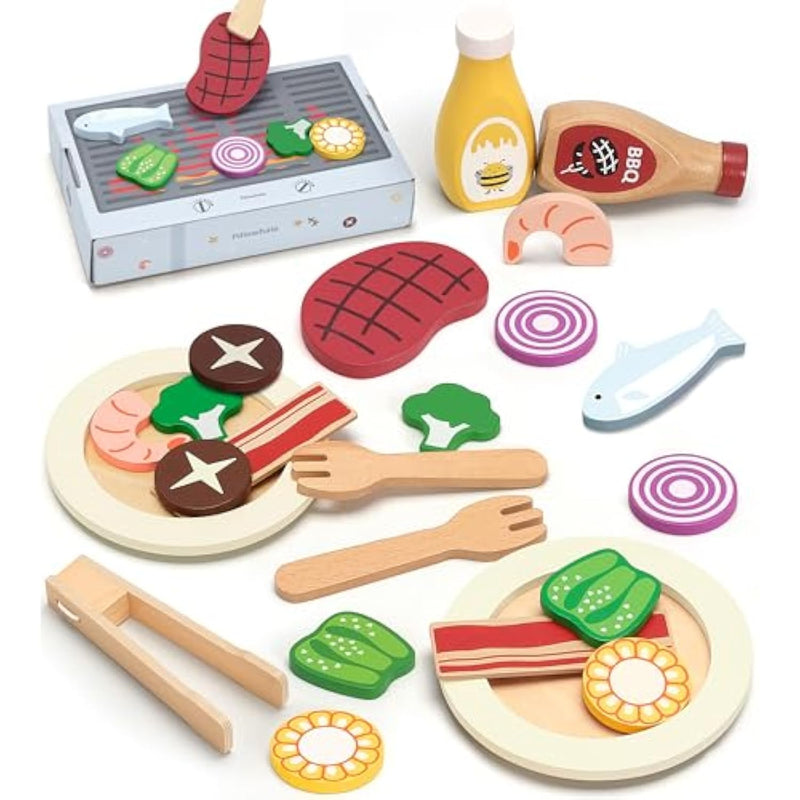 Pasta Food Toys, Wooden Play Kitchen Food , Play Food With Pots And Pans Playset, Kids Pretend Play Kitchen Accessories Toys Set For Girls Boys 3+Years Old