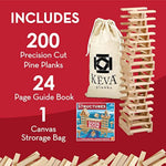 KEVA Structures 200 Wood Building Planks Set - Building Toy Includes 200 Wooden Blocks and Idea Book - Ages 5 and Up