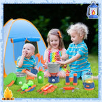 Kids Camping Toys Set With Pop Up Play Tent,32 Pcs Outdoor Pretend Camping Toys With Light & Spray For Boys Girls Age 3 4 5 6, Gift For Kids