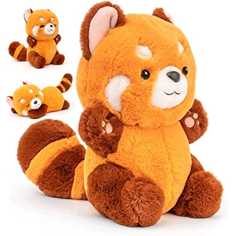 Red Panda Stuffed Animals 9 Inch Cute Red Panda Plush Doll Soft Cartoon Figures Plush Toys Gift Kids Girlfriend Birthday, Valentine, Christmas (Round Eyes)