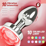 Rose Anal Plug Sex Toys Vibrator, Metal Adult Toy Vibrating Butt Plug With 10 Light Up & 10 Vibrating Modes, Remote Control Prostate Massager Adult Sex Toys & Games, Adult Toys For Women And Men