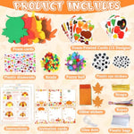 24 Sets Thanksgiving Craft Kit with Turkey, Owl Foam Cards & Glitter Stickers