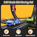 Slot-Car-Race-Track-Sets For Boys Kids, Battery Or Electric Race Car Track With 4 High-Speed Slot Cars, Dual Racing Game 2 Hand Controllers Circular Overpass Track, Toys Gifts For 6-8 8-12 Boys Girls