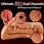 Male Masturbators 2 In 1 Pocket Pussy, Realistic Labia Brown Men Masturbator With 3D Textured Deep Vagina And Tight Anus, Portable Blowjob Male Stroker Adult Sex Toys For Men Masturbation