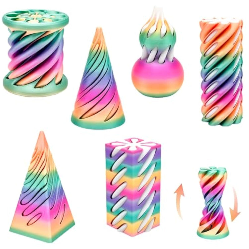 Christmas Stocking Stuffer 6 Packs Impossible Cone,Spiral Cone Fidget Toy Impossible Pyramid Passthrough Toy,3D Printed Spiral Cone Fidget Toy,Mini Vortex Thread Illusion Desktop Deco Souvenir Gift