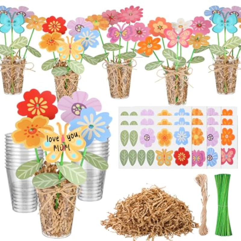 24 Sets Mother’s Day Flower Bouquet Craft Kit, DIY Handmade Gift for Mom & Teachers