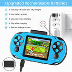 16 Bit Handheld Game For Kids Adults, 3.0'' Large Screen Preloaded 230 Hd Classic Retro Video Games With Usb Rechargeable Battery & 3 Game Cartridges For Birthday Gift For Kids 4-12 (Blue)