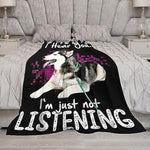 Husky Dog Blanket - Funny Throw Blanket For Kids & Adults, Soft Warm Cozy Fleece, 40"X50"