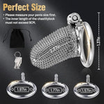 Chastity Cage With Belt - Male Chastity Device With Invisible Lock, 3 Sizes Rings (1.57", 1.77", 1.97"), Cock Cage Metal Mesh Chain,Large Stainless Steel Penis Bondage Restraints Bdsm Sex Toy For Men