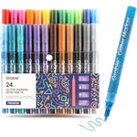 24 Pack Glitter Acrylic Paint Markers with Medium Tip Paint Pens for Art and Crafting