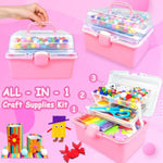 Kids Arts and Crafts Supplies Kit with 3000+ Accessories for DIY Projects, Ages 4-12, Red