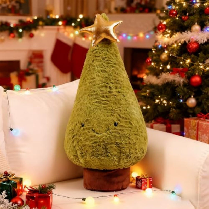 Christmas Tree Plush Stuffed Animal Plush Toy, 15.8" Christmas Pillow Plush Decor Kawaii Birthday Gifts For Kids Girls Boys