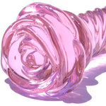 Glass Anal Plug Pink Butt Plug Prostate Massager With Spiral Texture, Rose Base And Gradual Head Fetish Bum Plug Anal Dilator Masturbation Sex Toy For Men Women